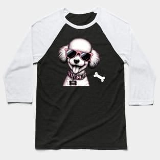 Funny Poodle with Sunglasses Baseball T-Shirt